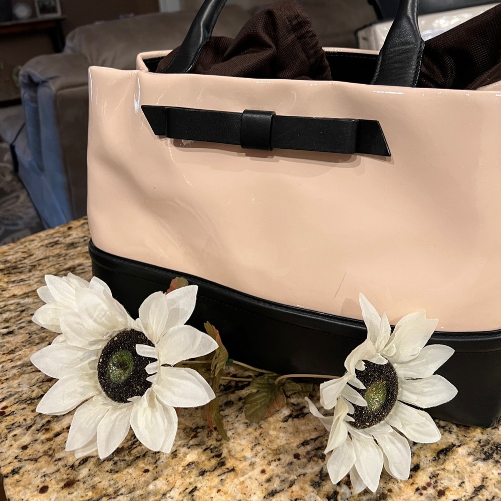 Kate Spade Pink Black Patent Leather Satchel Handbag - Picture 12 of 16
